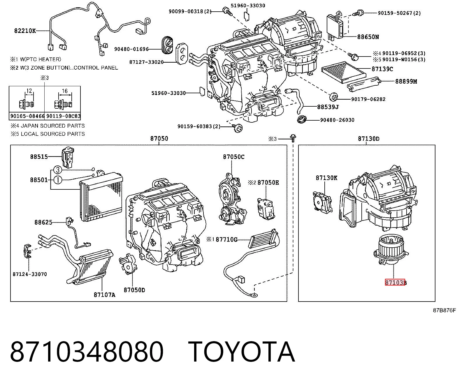 8710348080 Toyota Ventilador de habitáculo