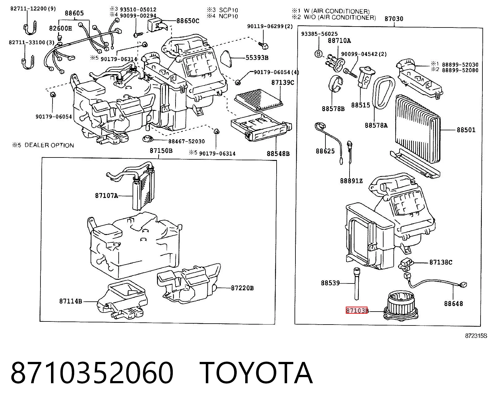 8710352060 Toyota Ventilador de habitáculo