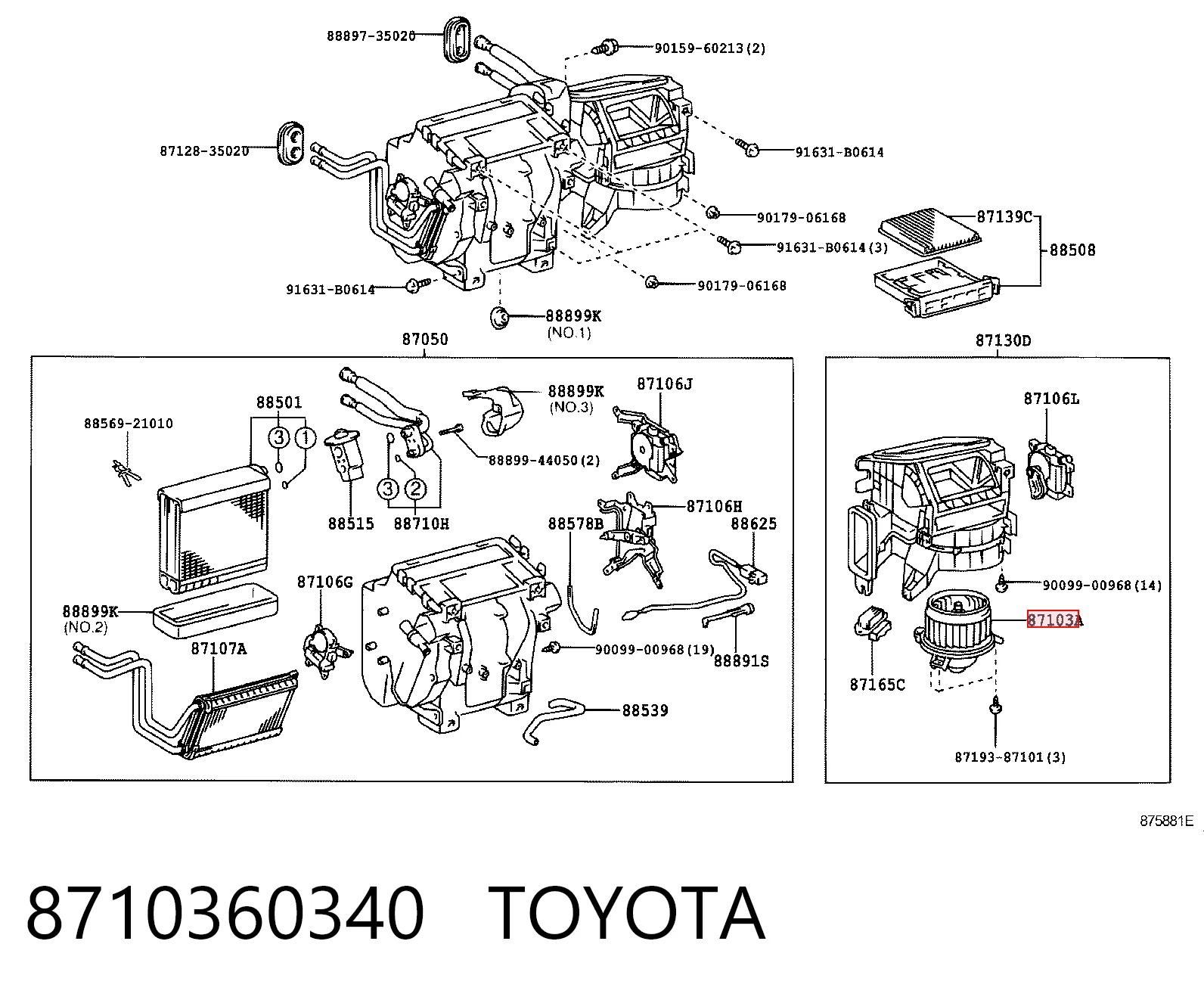 8710360340 Toyota Ventilador de habitáculo