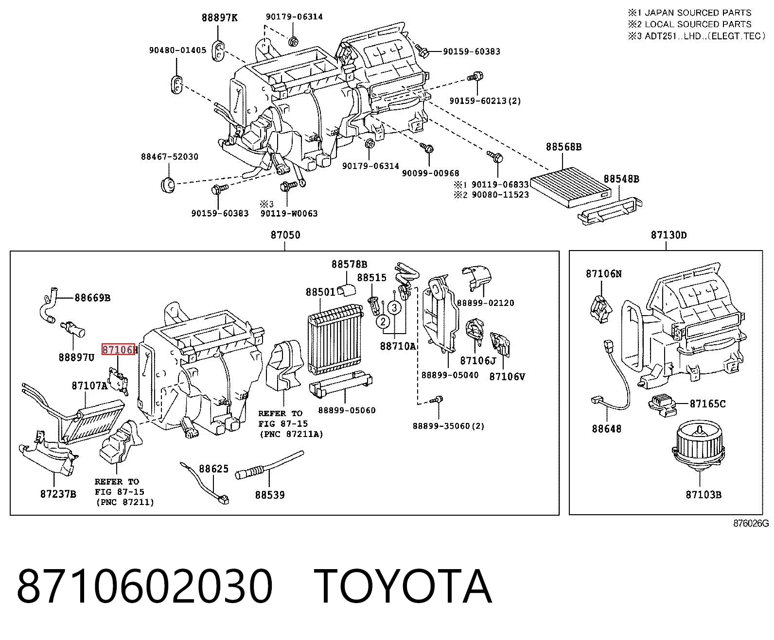 8710602030 Toyota Actuador de compuerta de calefacción