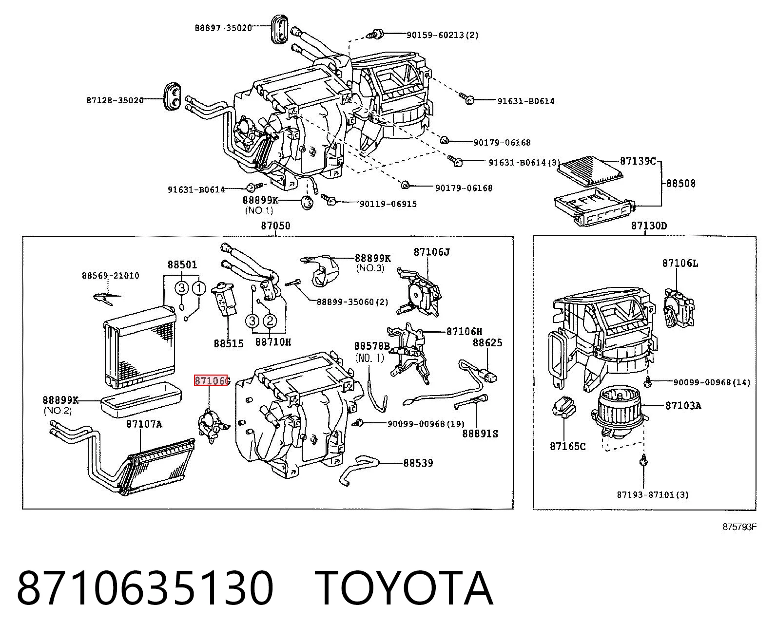 8710635130 Toyota Actuador de compuerta de calefacción