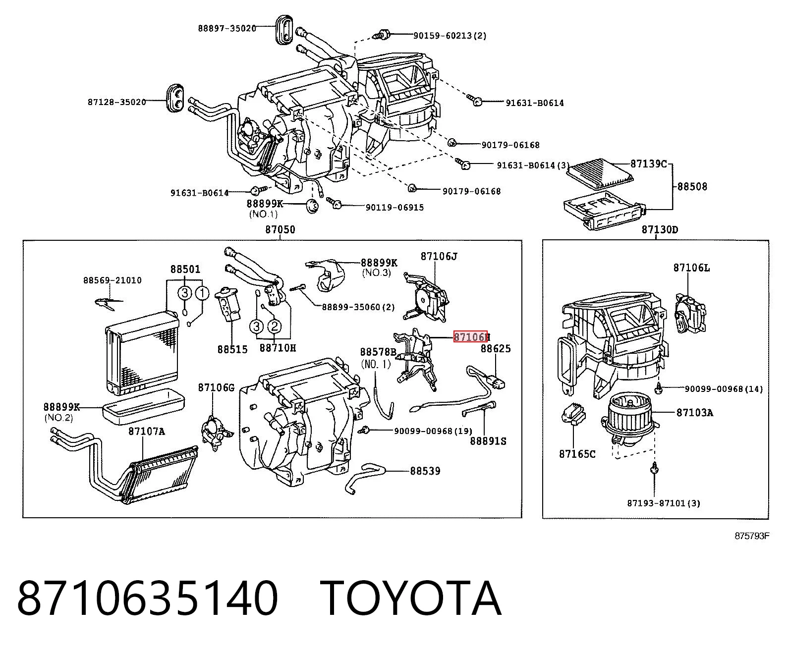 8710635140 Toyota Actuador de compuerta de calefacción