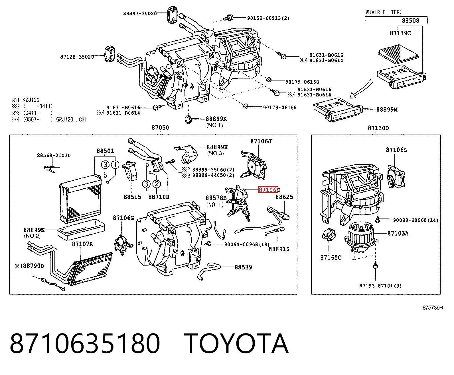 8710635180 Toyota Actuador de compuerta de calefacción