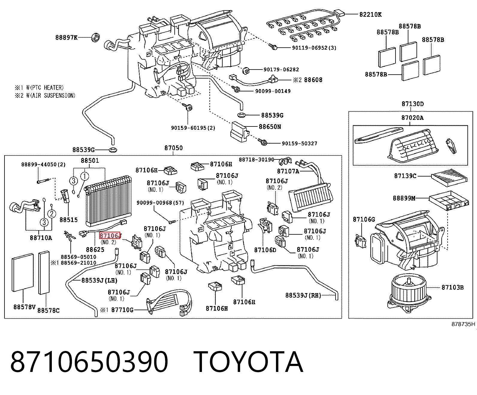 8710650390 Toyota Actuador de compuerta de calefacción