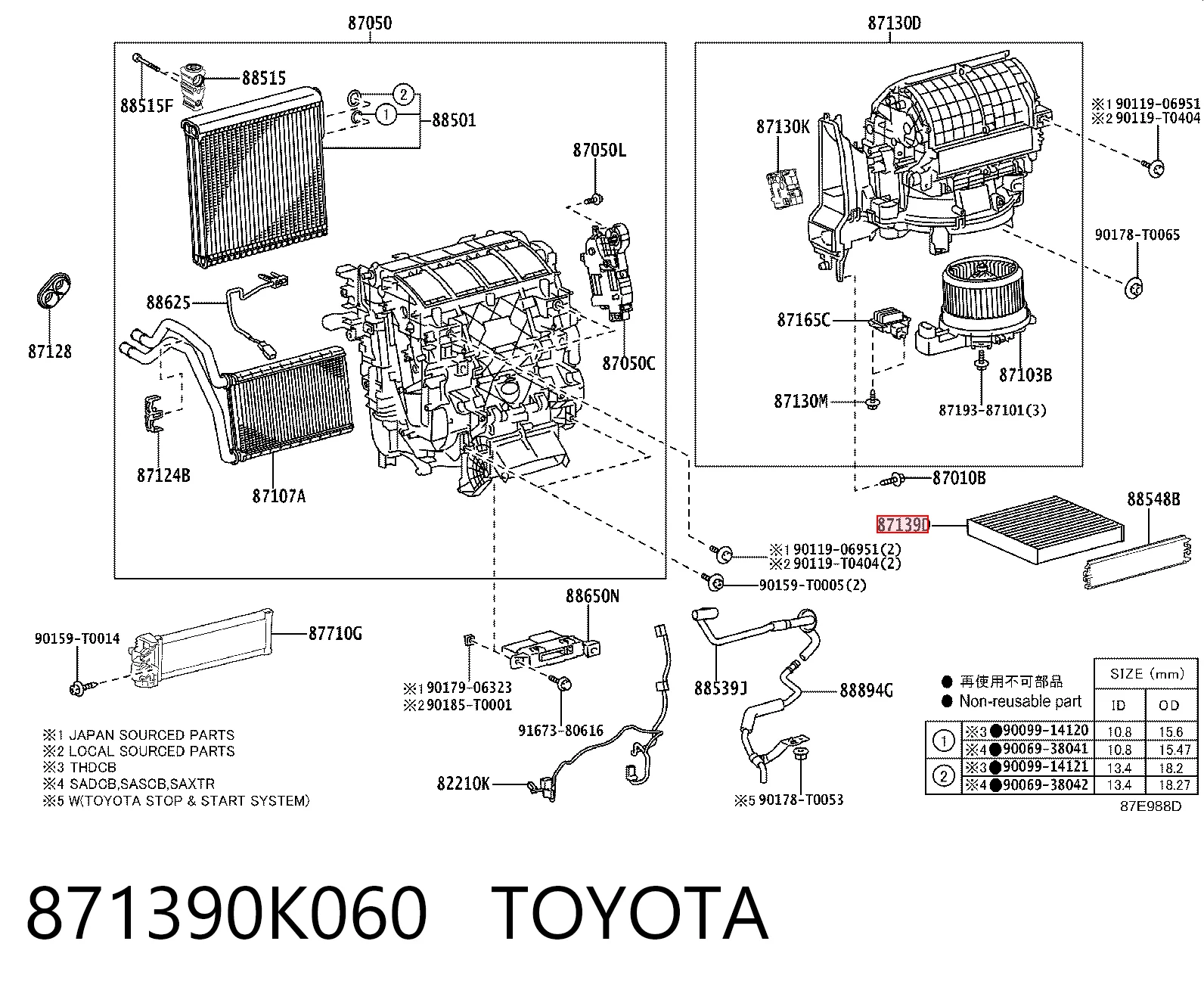 871390K060 Toyota Filtro antipolen