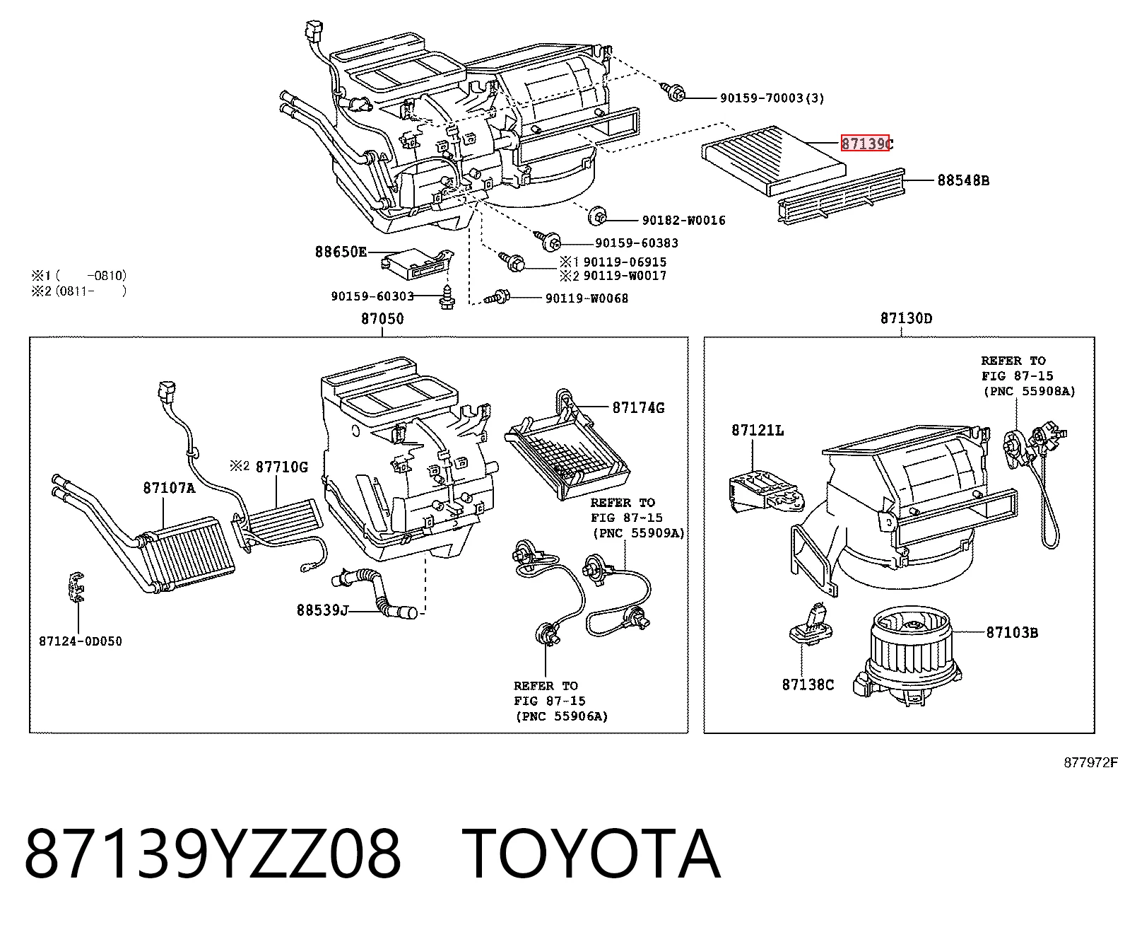 87139YZZ08 Toyota Filtro antipolen