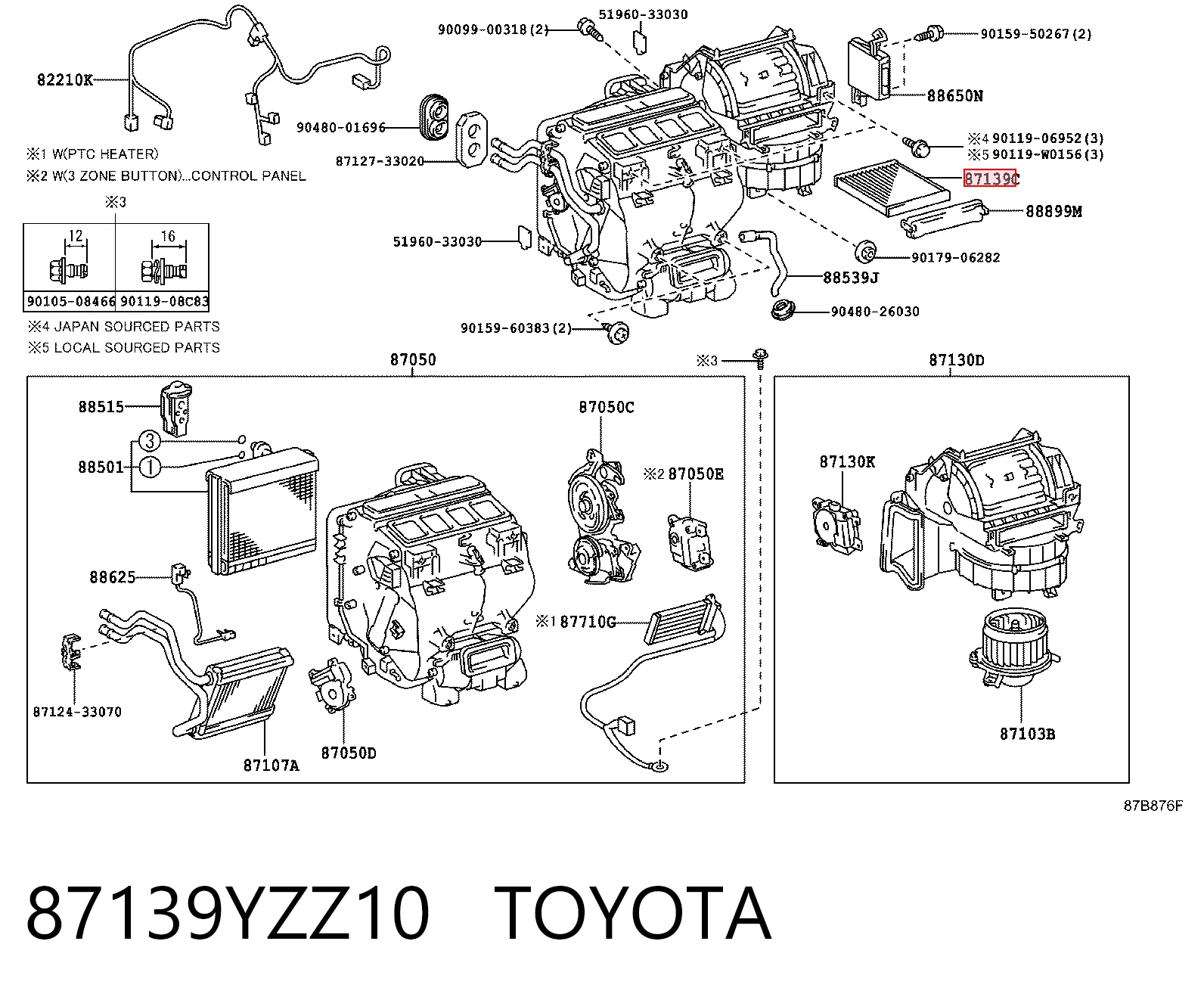 87139YZZ10 Toyota Filtro antipolen