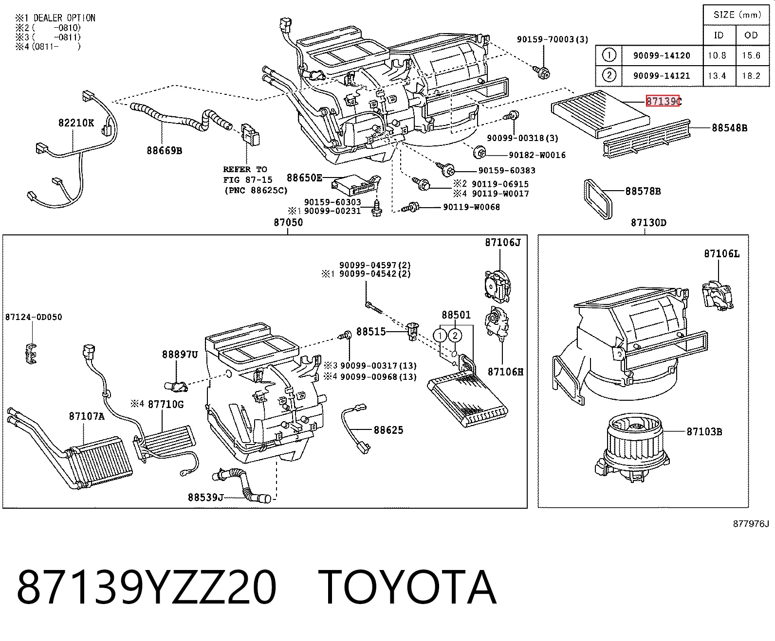 87139YZZ20 Toyota Filtro antipolen