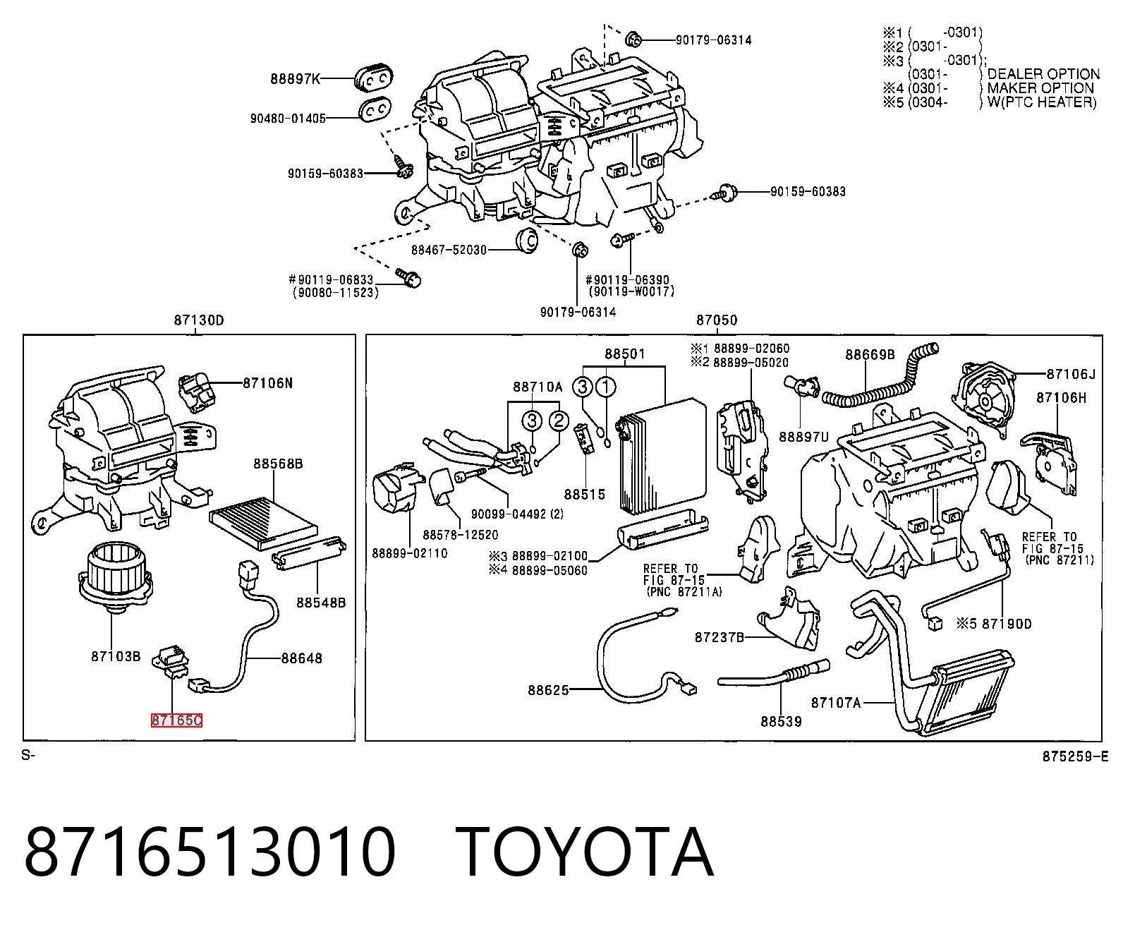 8716513010 Toyota Resistencia de calefacción