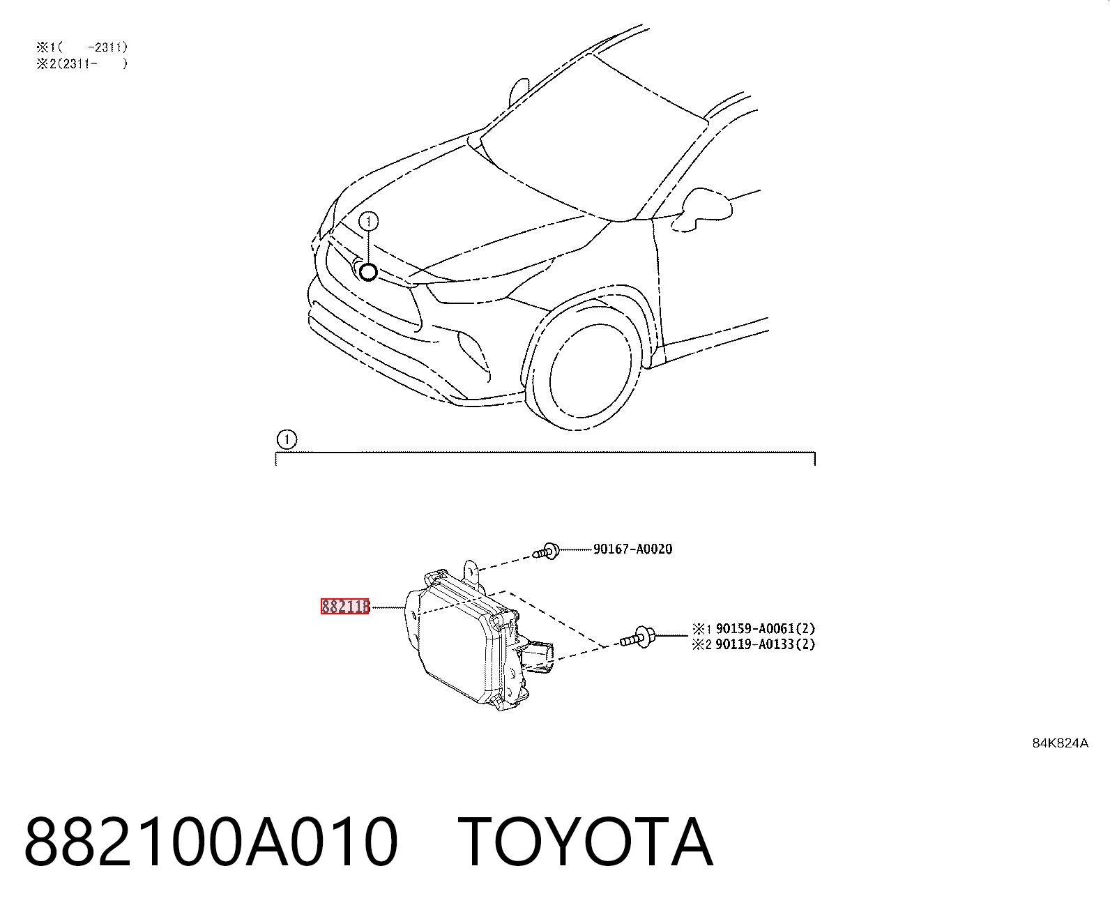 882100A010 Toyota Sensor de distancia por radar