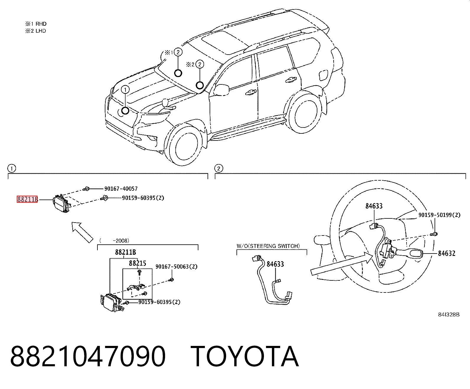 8821047090 Toyota Sensor de distancia por radar