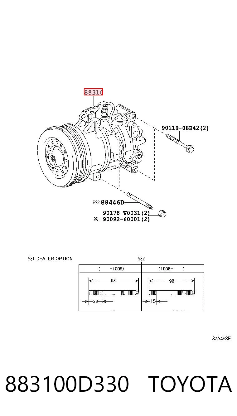 883100D330 Toyota Compresor climatizador