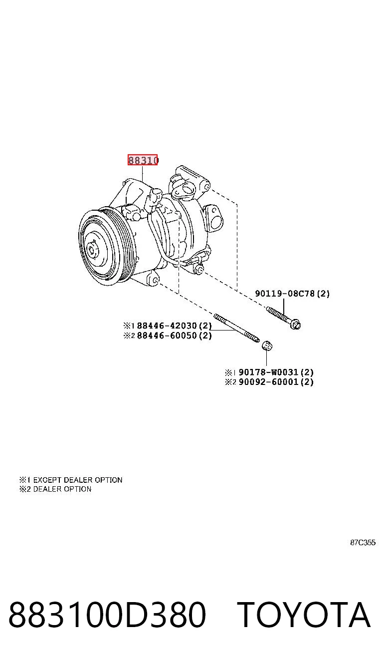883100D380 Toyota Compresor climatizador