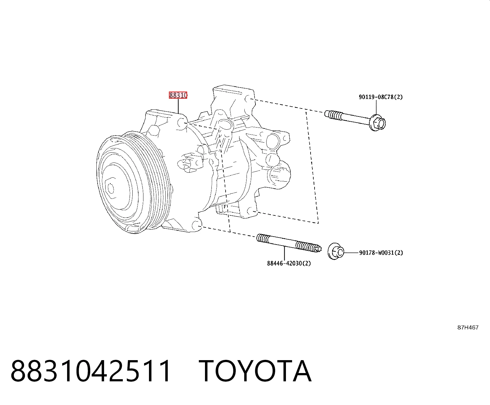 8831042511 Toyota Compresor climatizador