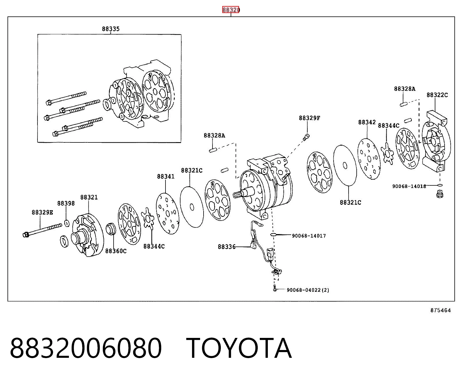 8832006080 Toyota Compresor climatizador