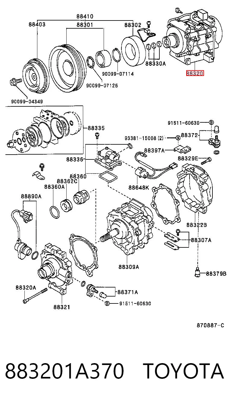 883201A370 Toyota Compresor climatizador