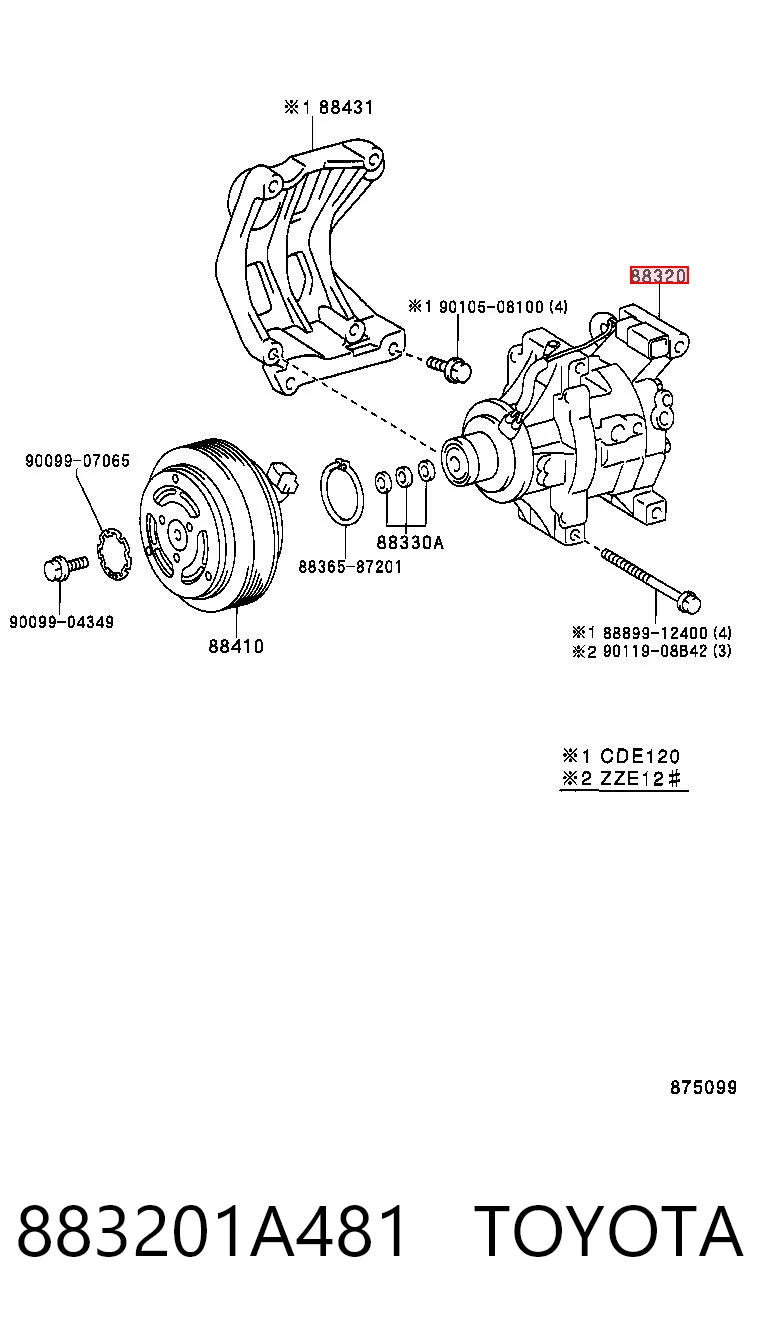 883201A481 Toyota Compresor climatizador