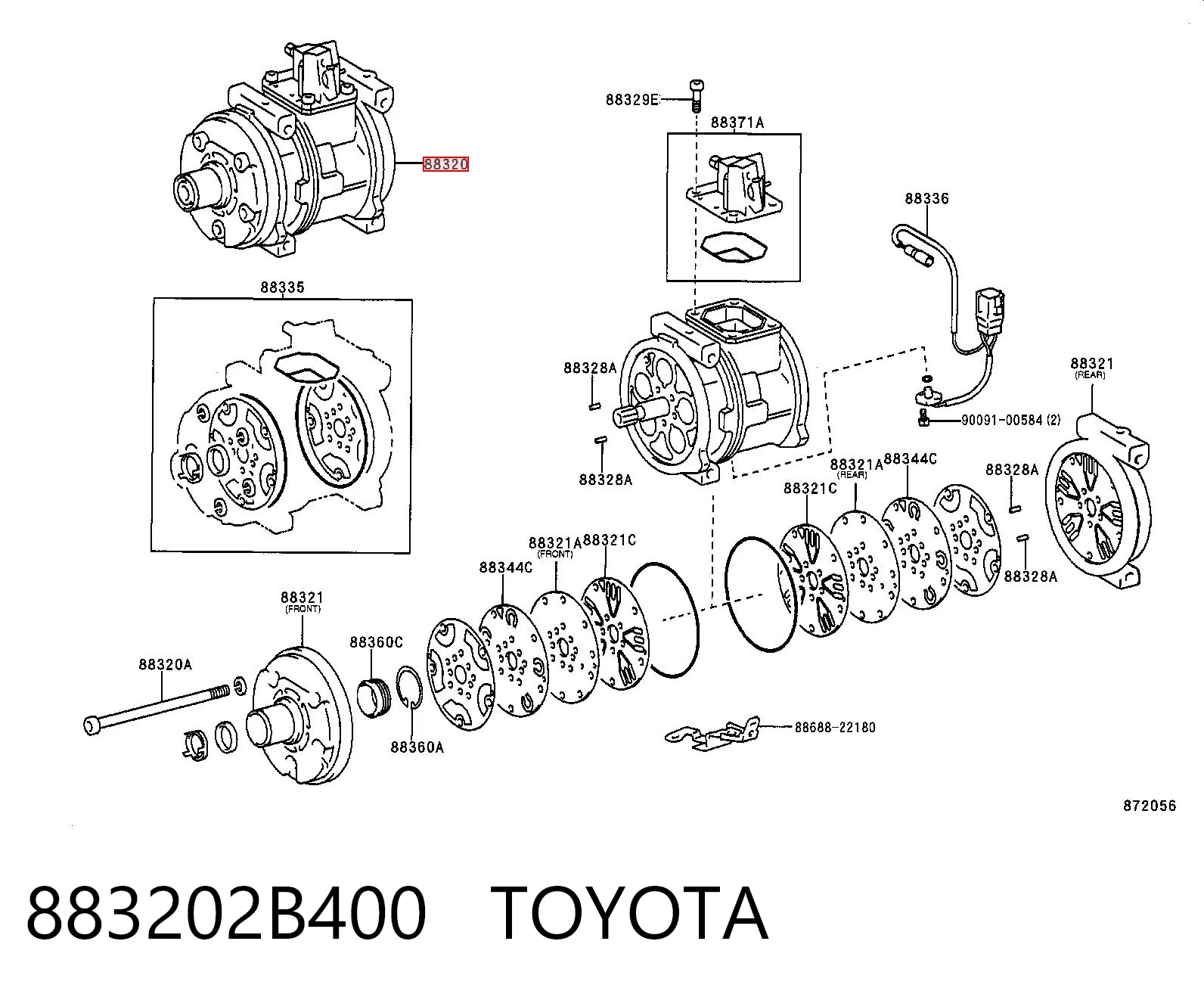 883202B400 Toyota Compresor climatizador