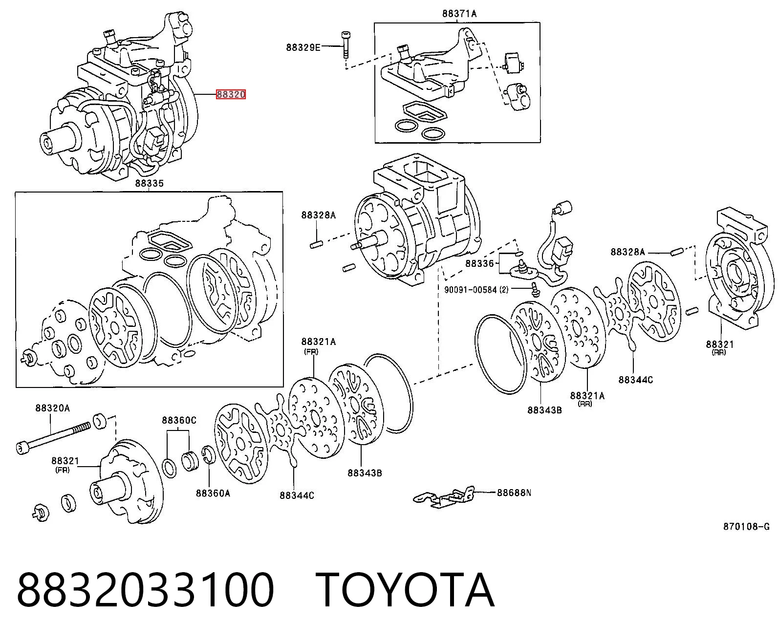 8832033100 Toyota Compresor climatizador