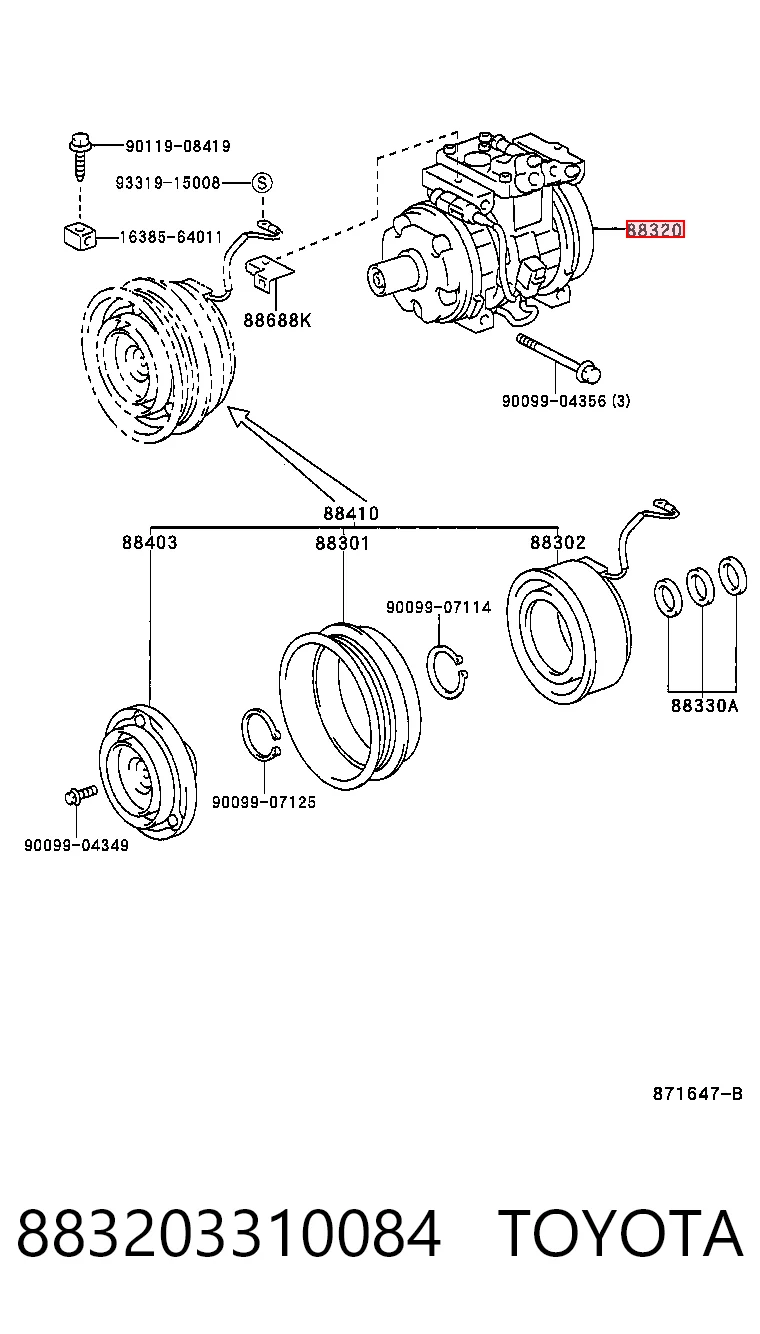883203310084 Toyota Compresor climatizador