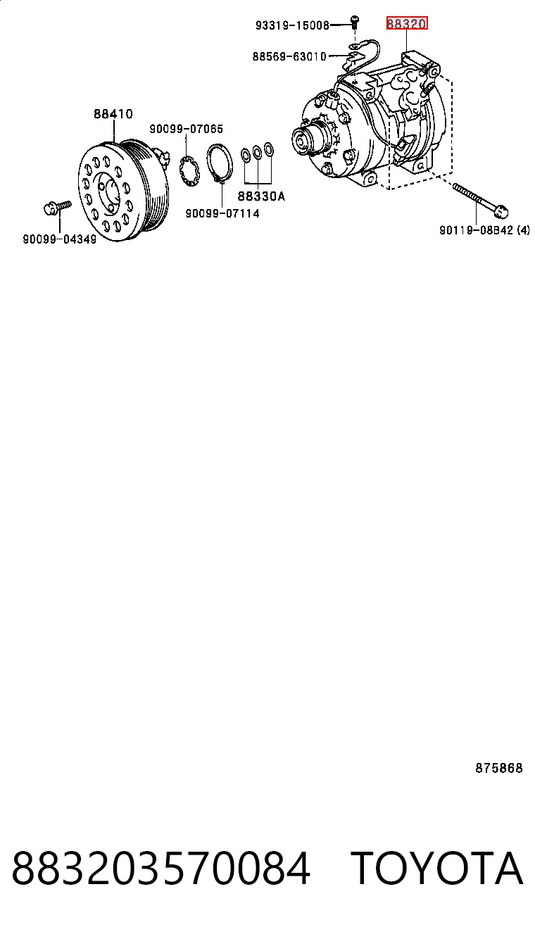 883203570084 Toyota Compresor climatizador