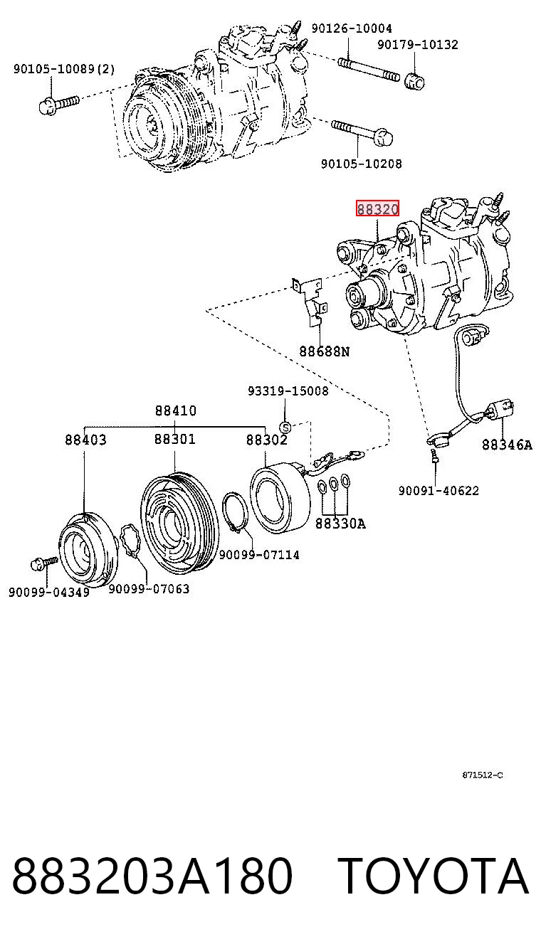 883203A180 Toyota Compresor climatizador