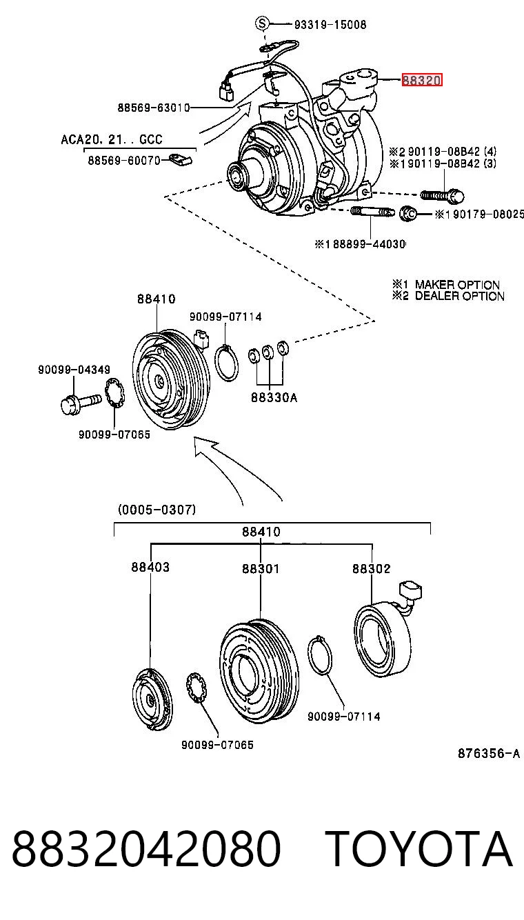 8832042080 Toyota Compresor climatizador