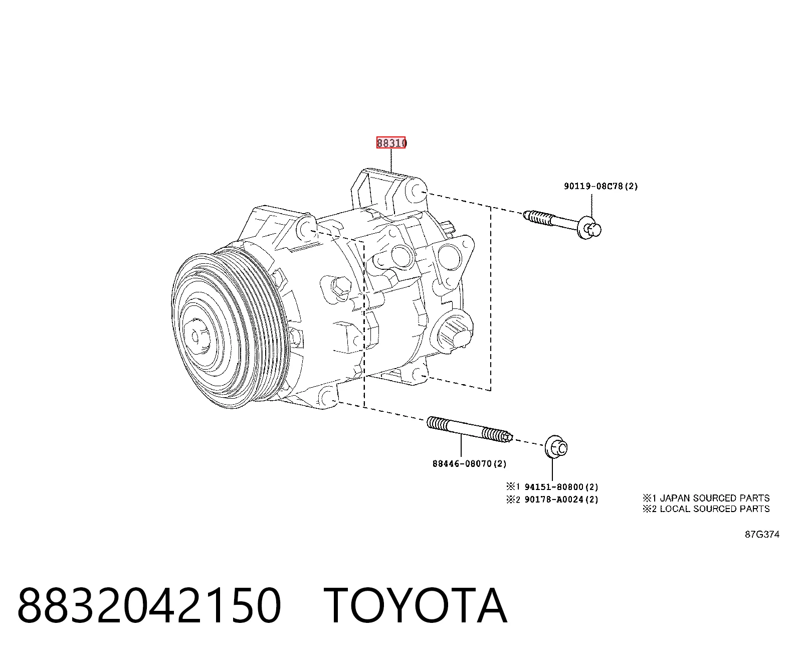 8832042150 Toyota Compresor climatizador