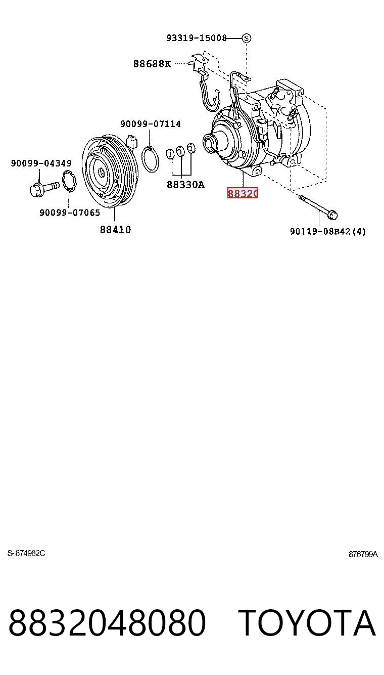 8832048080 Toyota Compresor climatizador