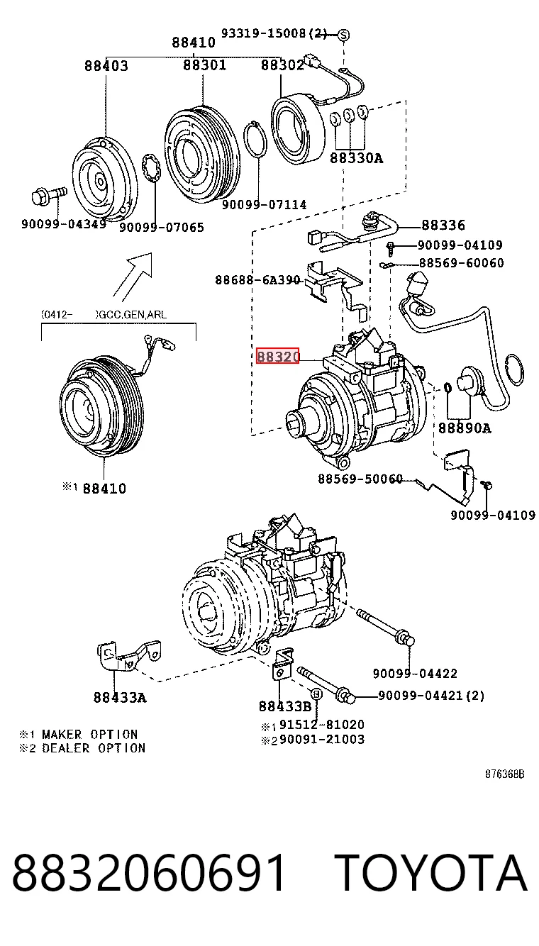 8832060691 Toyota Compresor climatizador