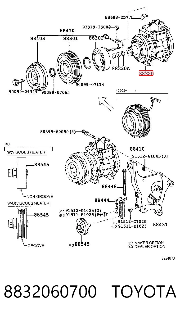 8832060700 Toyota Compresor climatizador