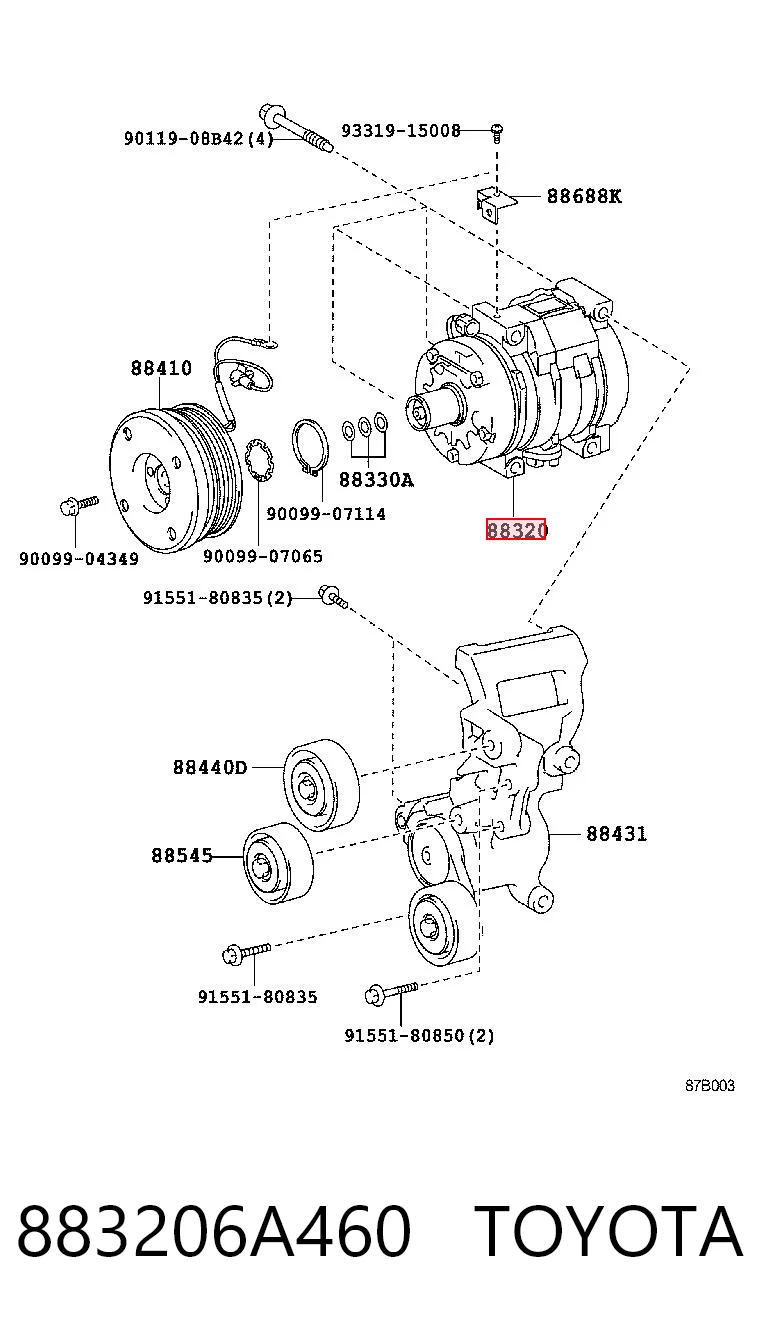 883206A460 Toyota Compresor climatizador