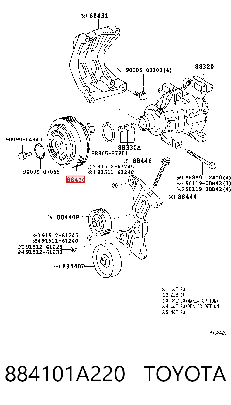 884101A220 Toyota Compresor climatizador