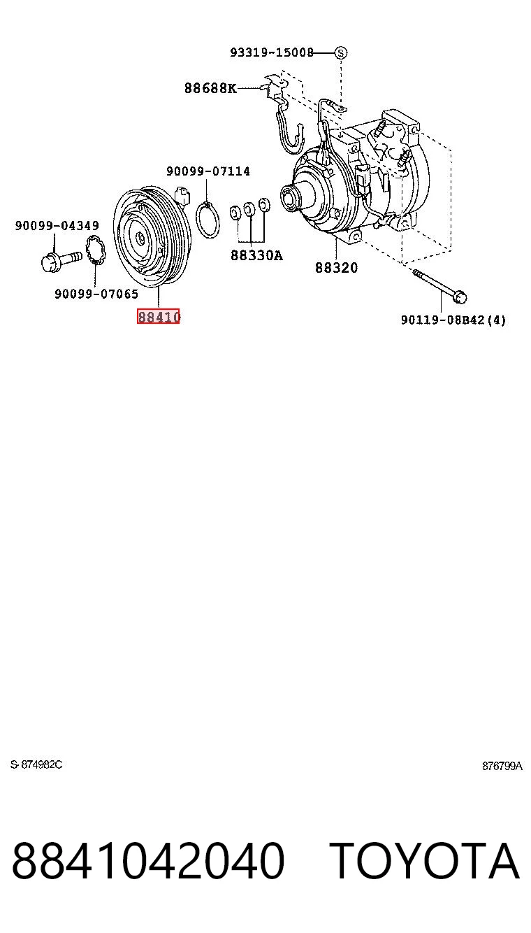 Polea del compresor del aire acondicionado Toyota RAV4 II (2000-2005)