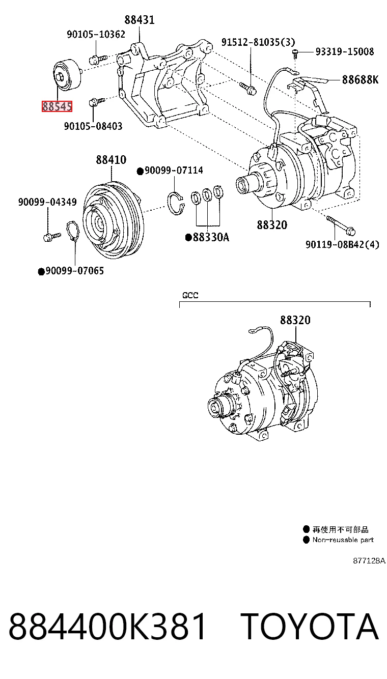 884400K381 Toyota Polea guía correa poli V