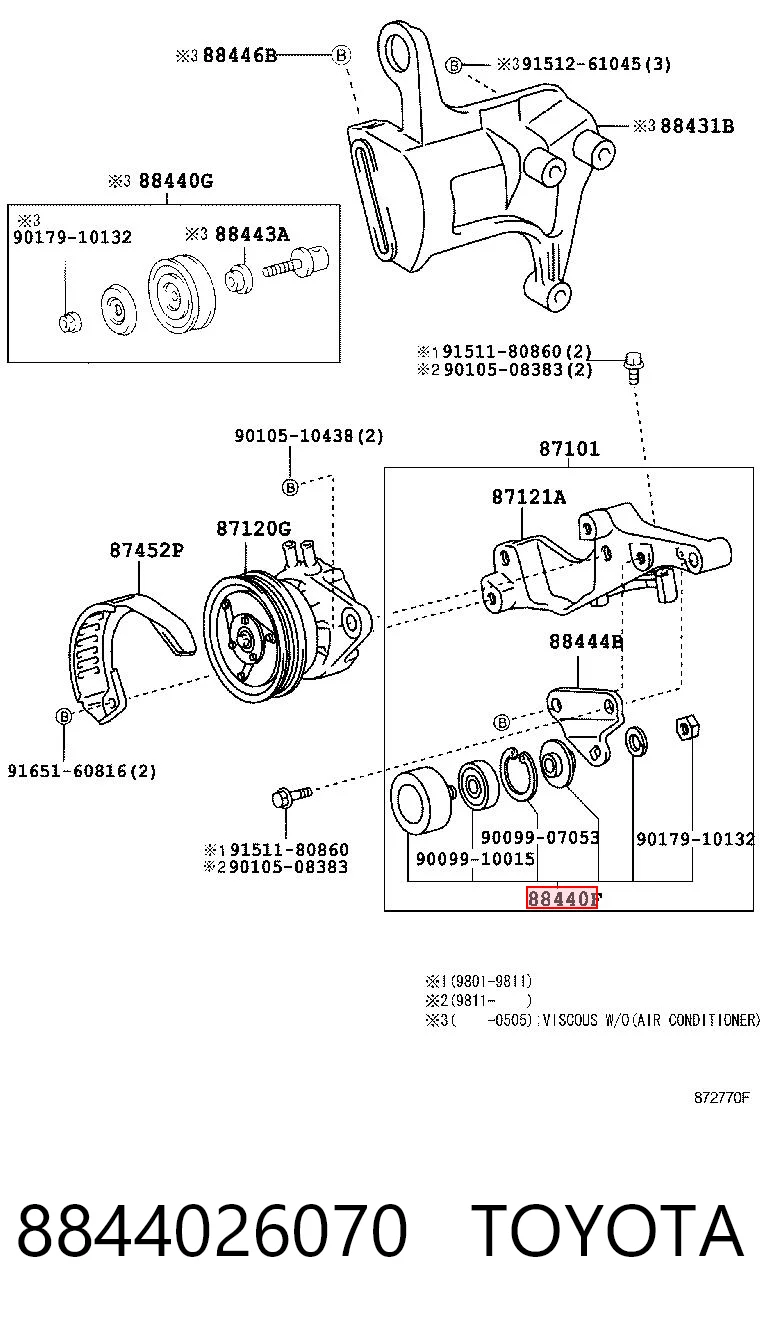 8844026070 Toyota Polea guía correa poli V