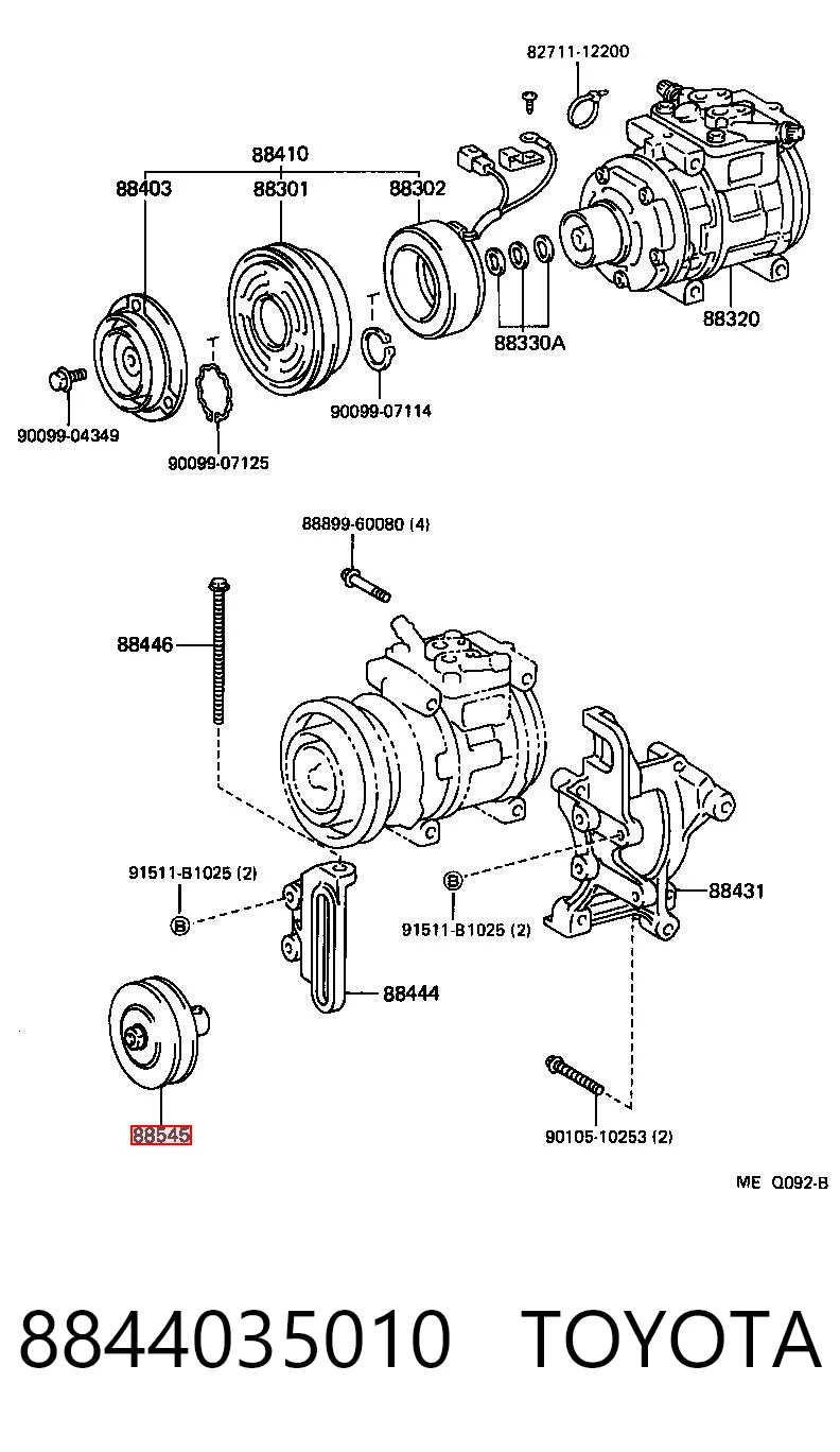 8844035010 Toyota Polea tensora