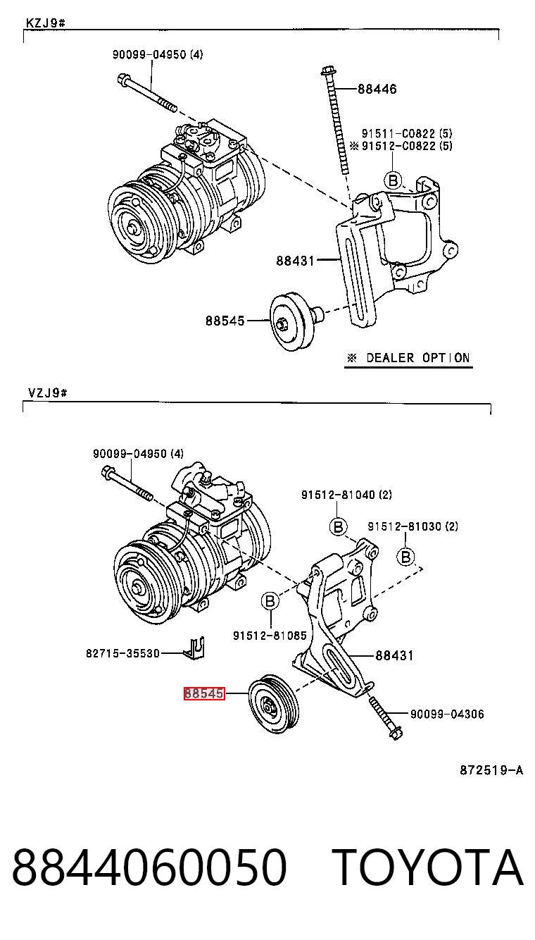 8844060050 Toyota Polea guía correa poli V