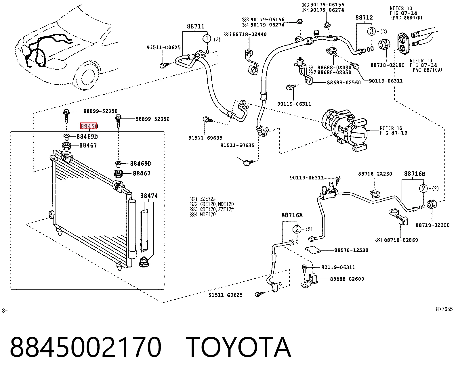 Condensador Toyota Corolla 