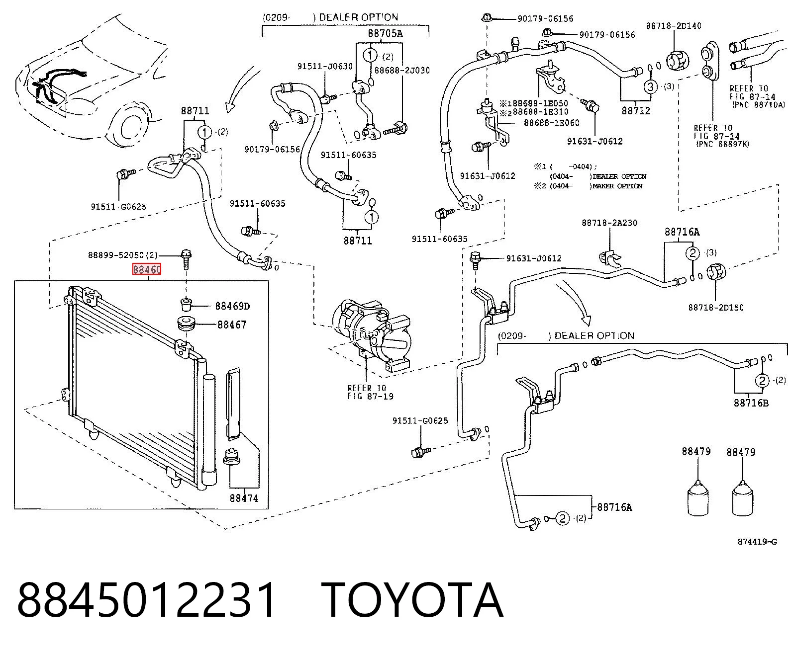  Condensador aire acondicionado Toyota Corolla 
