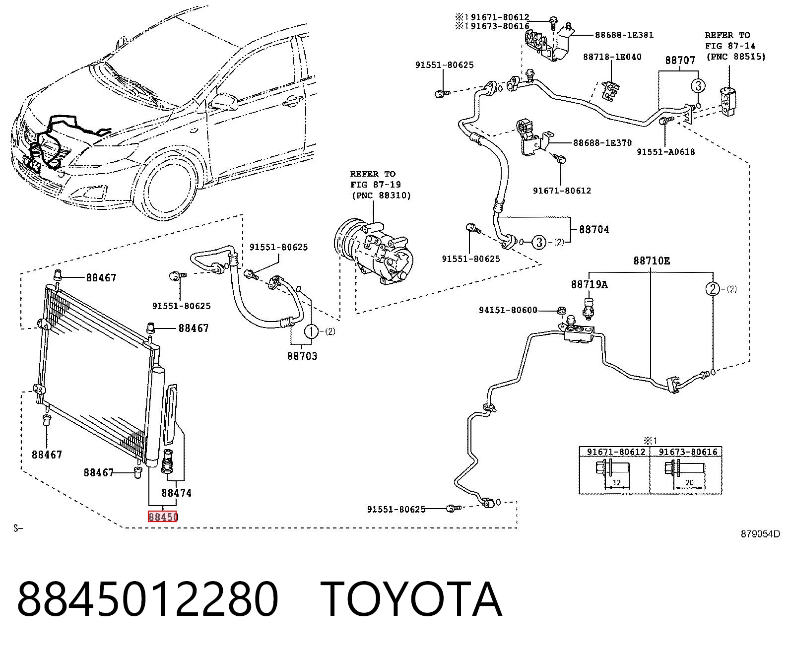 8845012280 Toyota Radiador de aire acondicionado