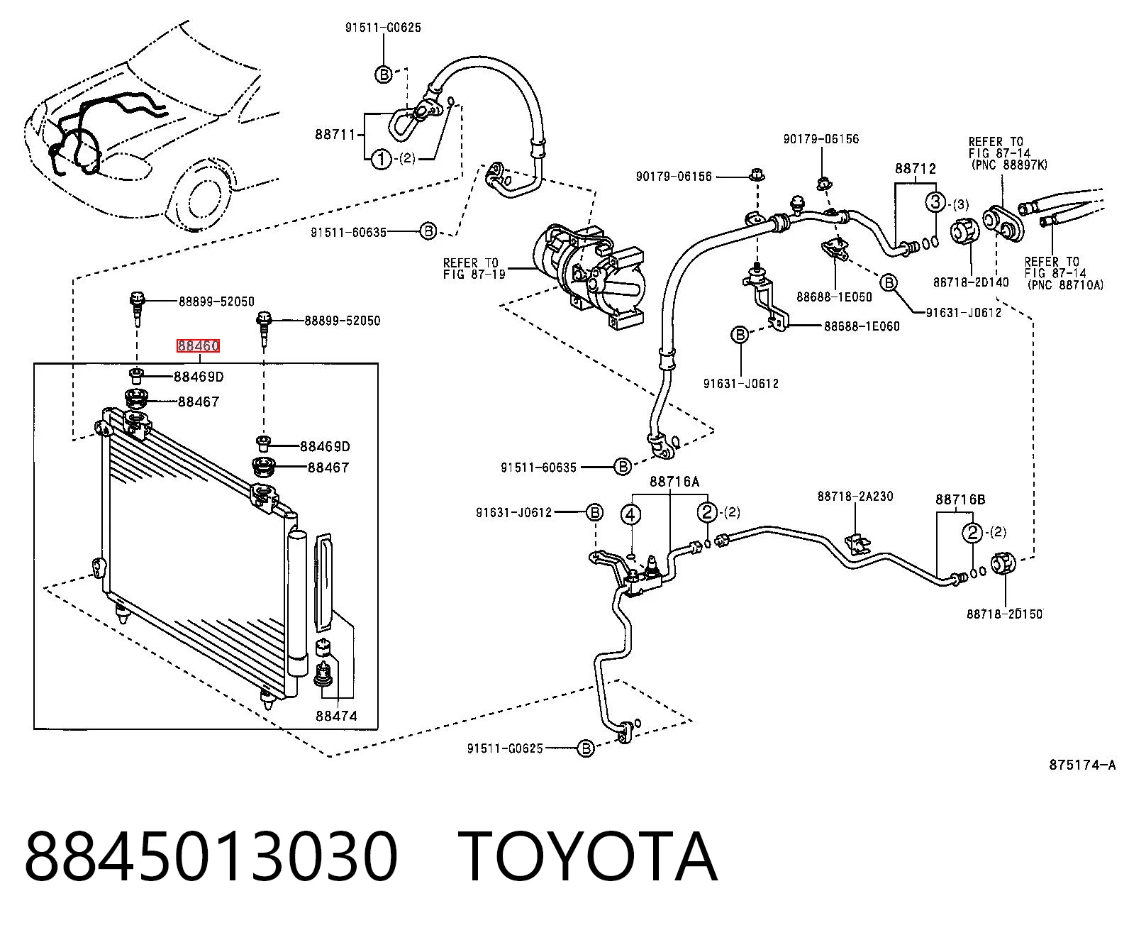 8845013030 Toyota Radiador de aire acondicionado