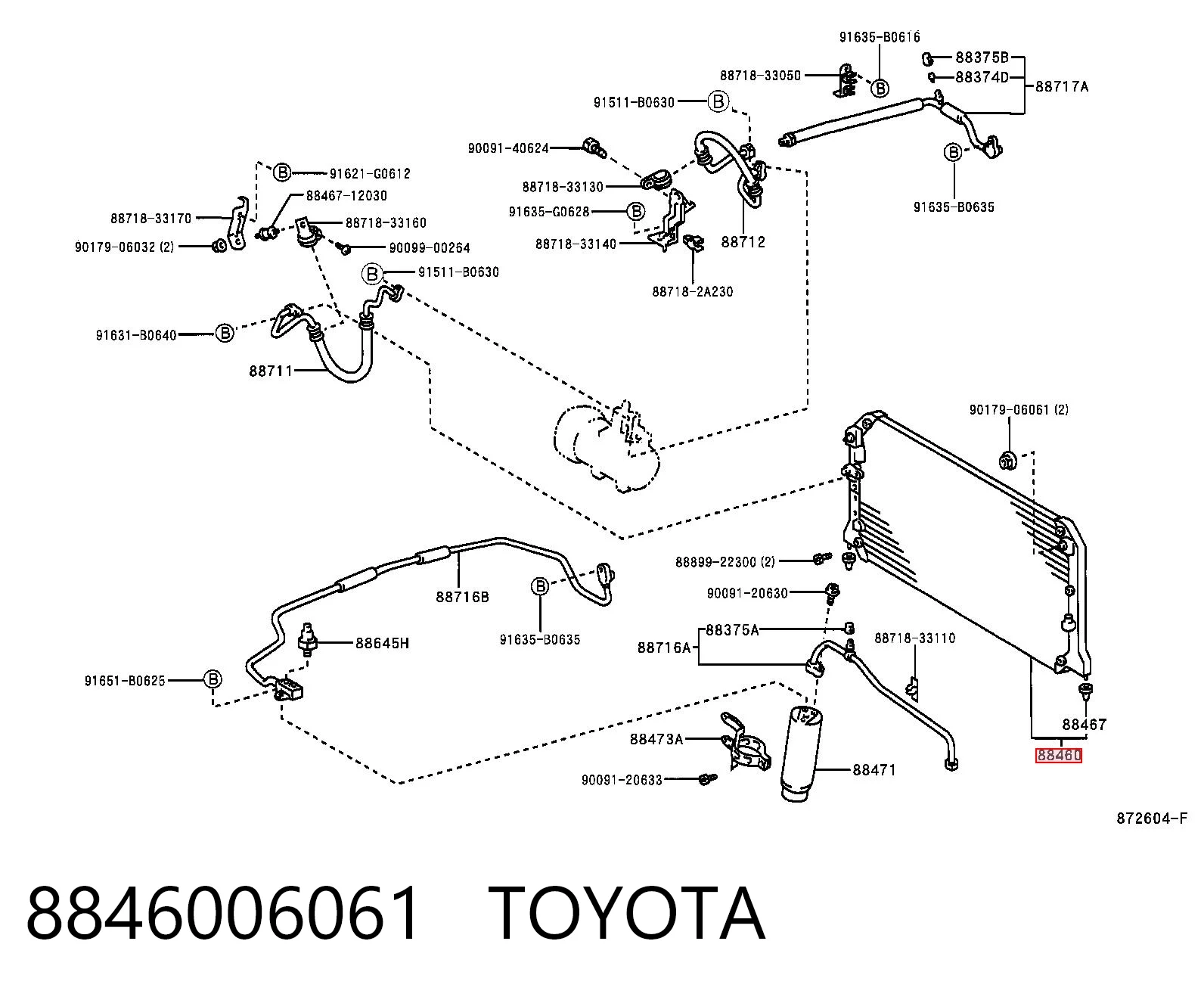 8846006061 Toyota Radiador de aire acondicionado