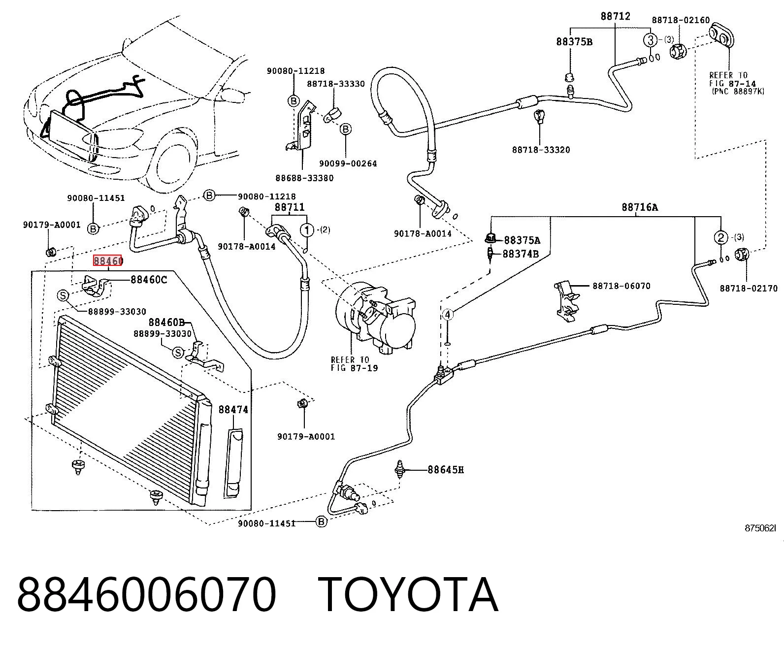 8846006070 Toyota Radiador de aire acondicionado