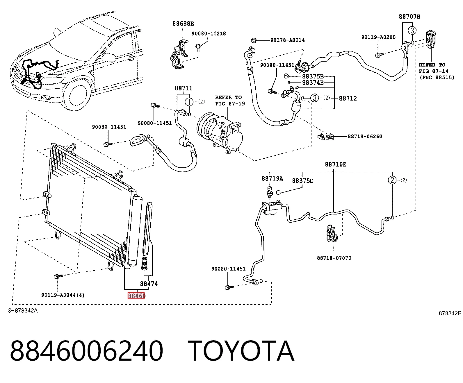 8846006240 Toyota Radiador de aire acondicionado
