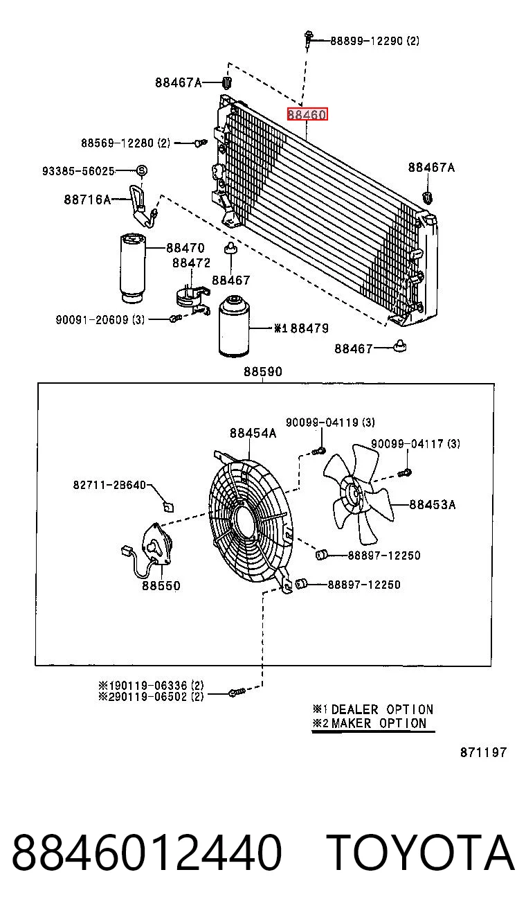 8846012440 Toyota Radiador de aire acondicionado