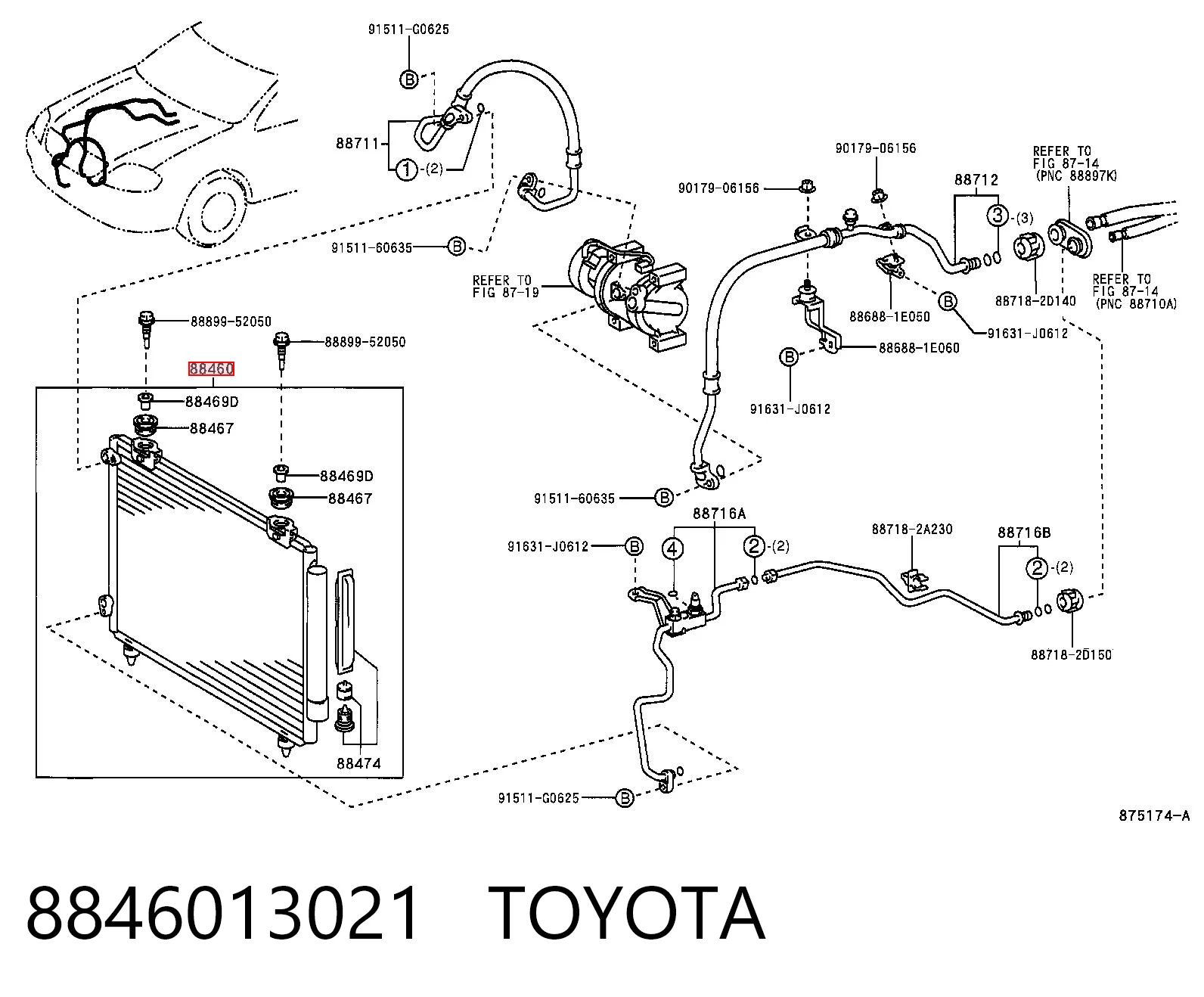 Radiador de aire acondicionado Toyota Corolla  (2002-2006)