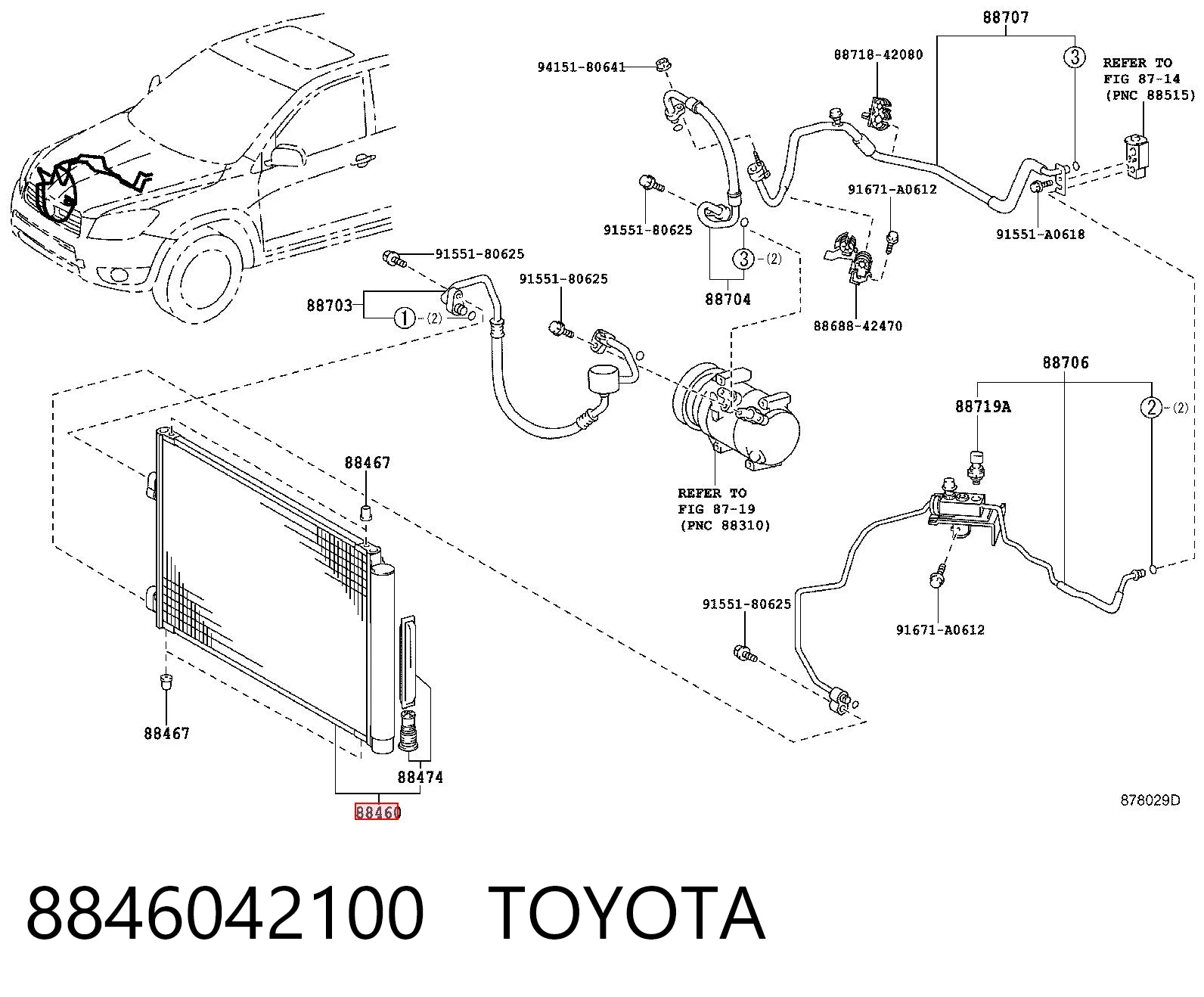 8846042100 Toyota Radiador de aire acondicionado
