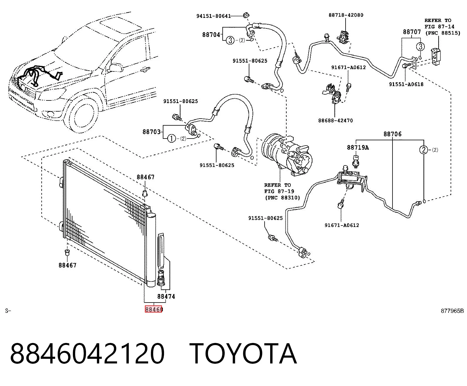 8846042120 Toyota Radiador de aire acondicionado