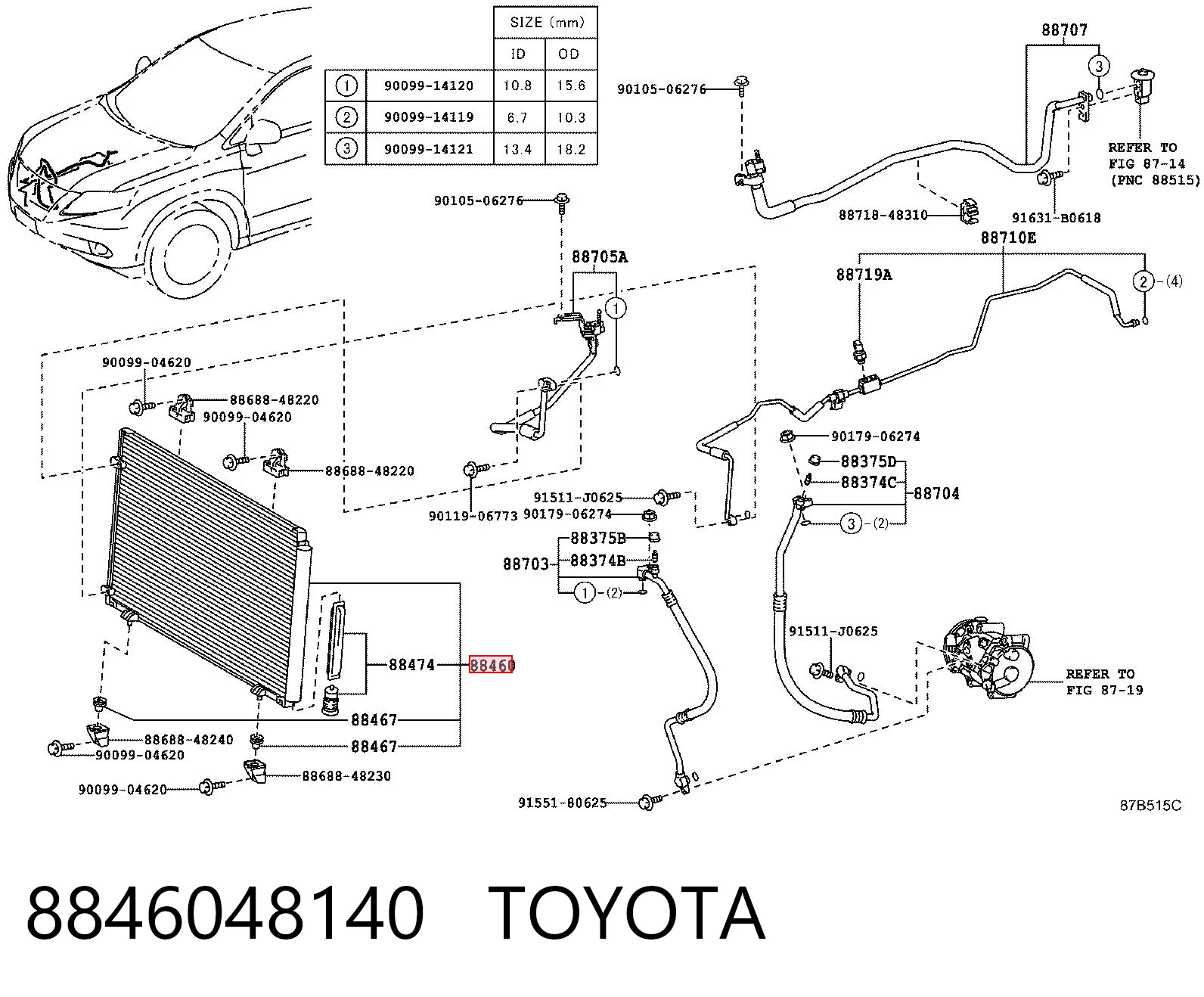 8846048140 Toyota Radiador de aire acondicionado